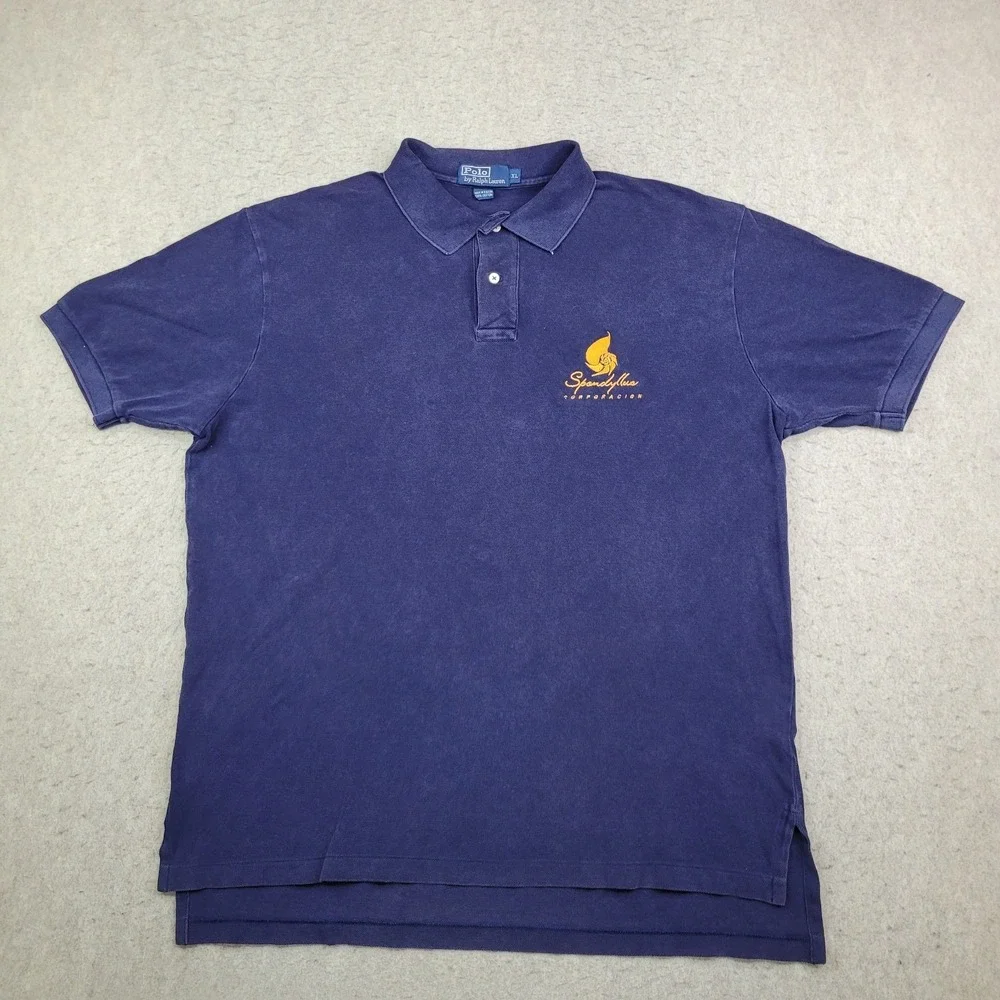 VTG Polo‎ Ralph Lauren Shirt Mens XL Blue Short Sleeve Golf Logo Preppy